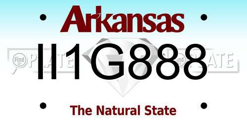 II1G888 Arkansas License Plate