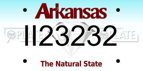 II23232 Arkansas License Plate