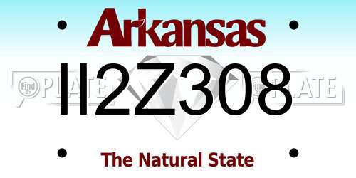 II2Z308 Arkansas License Plate