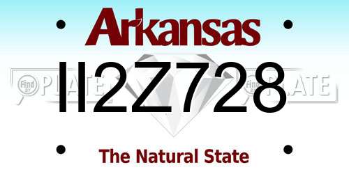 II2Z728 Arkansas License Plate
