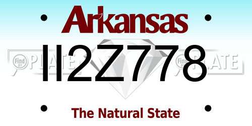 II2Z778 Arkansas License Plate