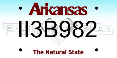 II3B982 Arkansas License Plate