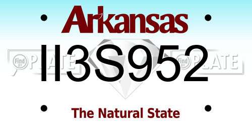 II3S952 Arkansas License Plate