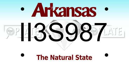 II3S987 Arkansas License Plate