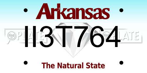 II3T764 Arkansas License Plate