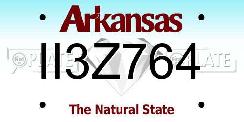II3Z764 Arkansas License Plate