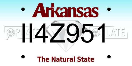 II4Z951 Arkansas License Plate