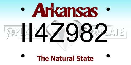 II4Z982 Arkansas License Plate