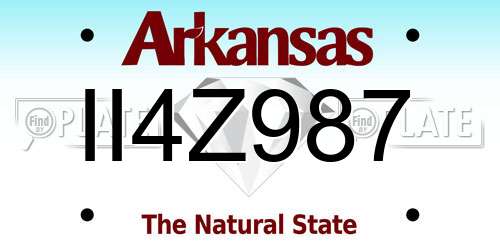 II4Z987 Arkansas License Plate