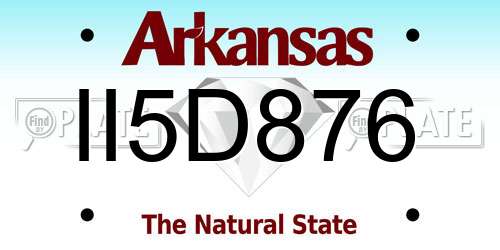 II5D876 Arkansas License Plate