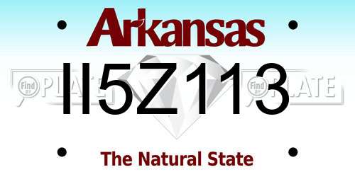 II5Z113 Arkansas License Plate