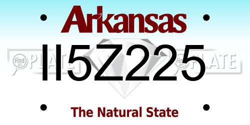 II5Z225 Arkansas License Plate