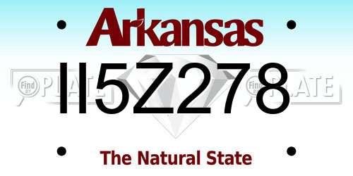 II5Z278 Arkansas License Plate