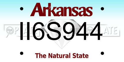 II6S944 Arkansas License Plate