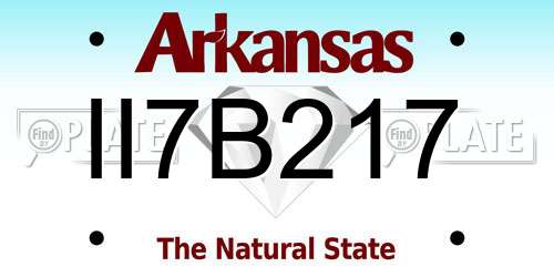 II7B217 Arkansas License Plate