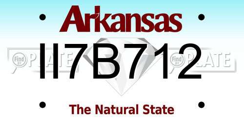 II7B712 Arkansas License Plate
