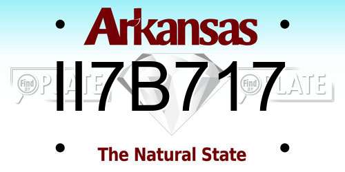 II7B717 Arkansas License Plate