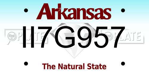 II7G957 Arkansas License Plate