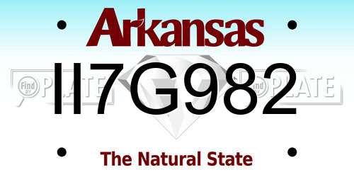 II7G982 Arkansas License Plate