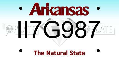 II7G987 Arkansas License Plate