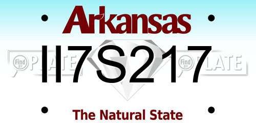 II7S217 Arkansas License Plate