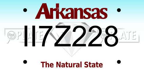 II7Z228 Arkansas License Plate