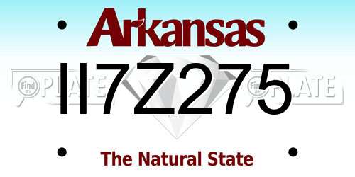II7Z275 Arkansas License Plate