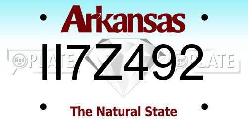 II7Z492 Arkansas License Plate