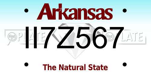 II7Z567 Arkansas License Plate