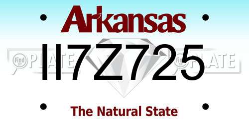 II7Z725 Arkansas License Plate