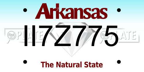 II7Z775 Arkansas License Plate
