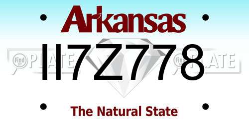 II7Z778 Arkansas License Plate