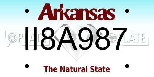 II8A987 Arkansas License Plate