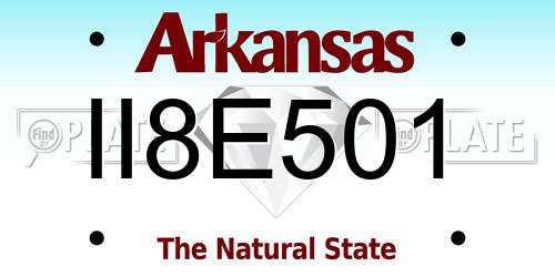 II8E501 Arkansas License Plate