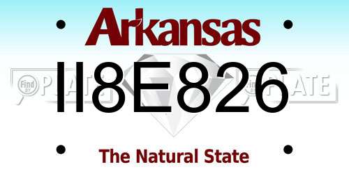 II8E826 Arkansas License Plate