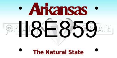 II8E859 Arkansas License Plate