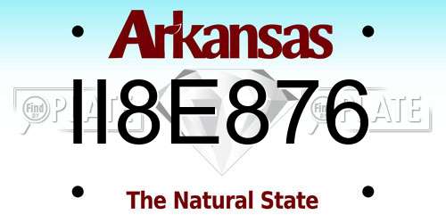 II8E876 Arkansas License Plate