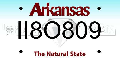II8O809 Arkansas License Plate