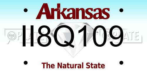 II8Q109 Arkansas License Plate