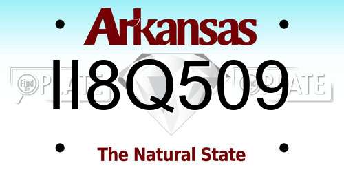 II8Q509 Arkansas License Plate