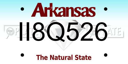 II8Q526 Arkansas License Plate