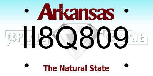 II8Q809 Arkansas License Plate