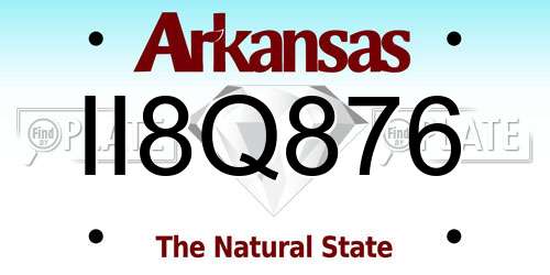 II8Q876 Arkansas License Plate