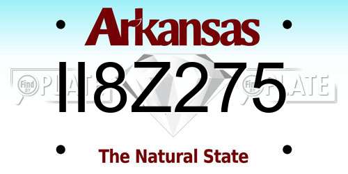 II8Z275 Arkansas License Plate