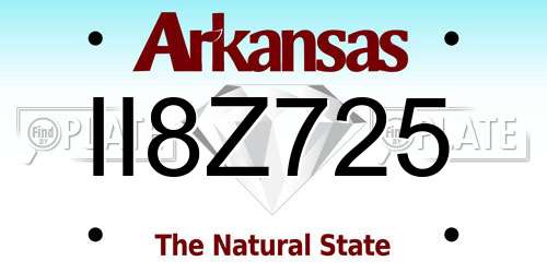 II8Z725 Arkansas License Plate
