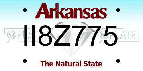 II8Z775 Arkansas License Plate