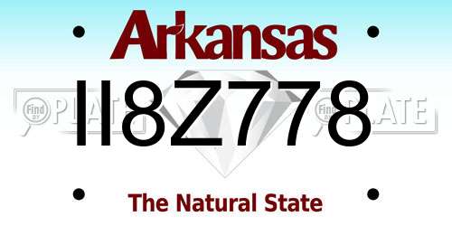 II8Z778 Arkansas License Plate