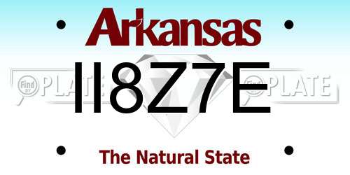 II8Z7E Arkansas License Plate