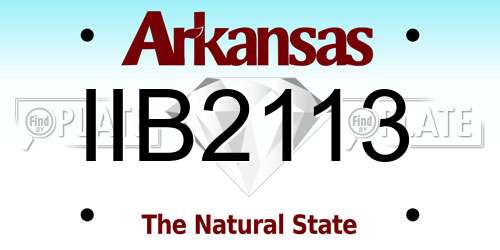 IIB2113 Arkansas License Plate