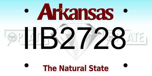 IIB2728 Arkansas License Plate